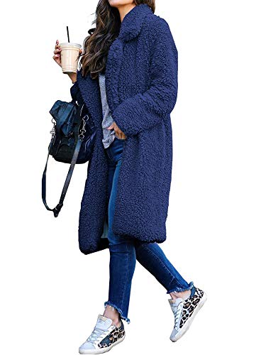 Women Long Cardigan Open Front Faux Fur Coats Fuzzy Fleece Warm Winter Jackets