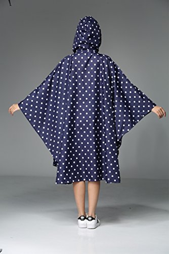 Womens Rain Poncho Stylish Polyester Waterproof Raincoat Free Size with Hood Zipper Various Colors Styles - Image 5