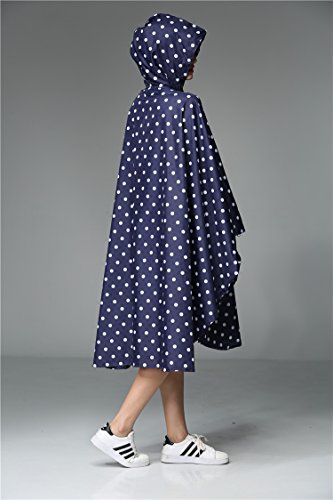 Womens Rain Poncho Stylish Polyester Waterproof Raincoat Free Size with Hood Zipper Various Colors Styles - Image 6