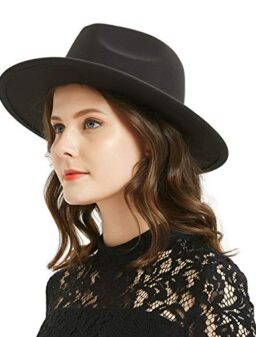 Women or Men Woolen Felt Fedora Hat Vintage Widet Brim Crushable Hat Belt Jazz