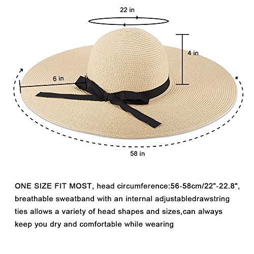 Womens Beach Straw Hat UPF 50 Wide Brim Sun Blocking Hat Foldable Summer Hat for Travel Floppy Sun Hat Women, Beige-a… - Image 6