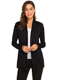 Newchoice Womens Casual Lightweight Long Sleeve Cardigan Soft Drape Open Front Fall Dusters (S-3XL)