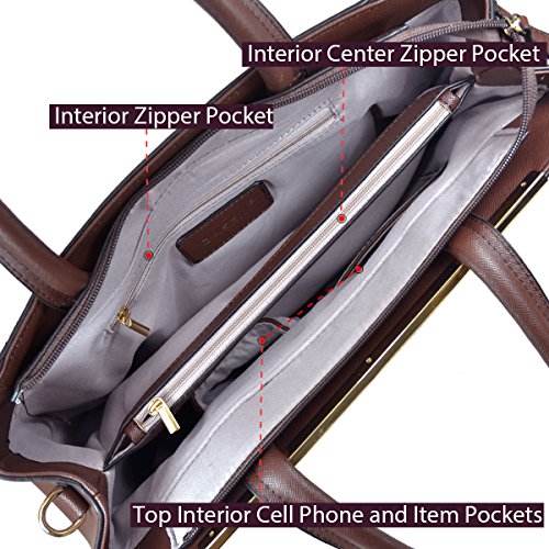 Dasein Frame Tote Top Handle Handbags Satchel Leather Briefcase Shoulder Bags Purses (Black) - Image 5