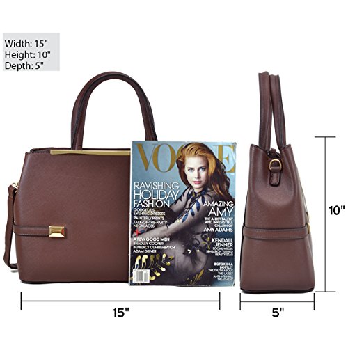 Dasein Frame Tote Top Handle Handbags Satchel Leather Briefcase Shoulder Bags Purses (Black) - Image 6