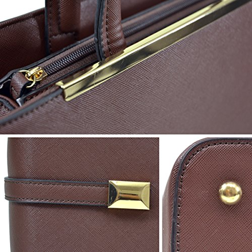 Dasein Frame Tote Top Handle Handbags Satchel Leather Briefcase Shoulder Bags Purses (Black) - Image 7