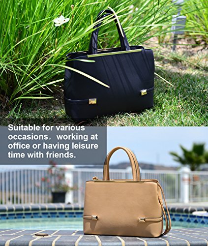 Dasein Frame Tote Top Handle Handbags Satchel Leather Briefcase Shoulder Bags Purses (Black) - Image 8