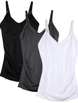 DAISITY Womens Maternity Nursing Tank Cami for Breastfeeding with Adjustable Straps