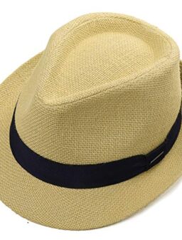 Womens Straw Cuban Fedora Brim Panama Beach Havana Summer Sun Derby Hat Party Lady Beige Medium