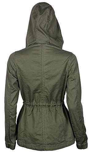 Women's Premium Vintage Wash Lightweight Military Fashion Twill Hoodie Jacket - Image 7