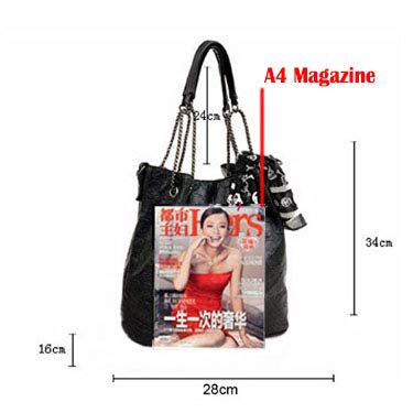 Womens Skull Print PU Leather Hobo Tote Shoulder Bag Package Handbag with Gift - Image 4