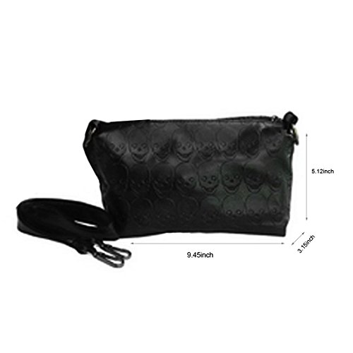 Womens Skull Print PU Leather Hobo Tote Shoulder Bag Package Handbag with Gift - Image 5