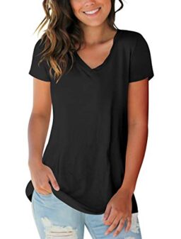 Womens Tops V Neck Tee Casual Short Sleeve and Long Sleeve T Shirts