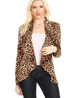 Women's Casual Work Office Long Sleeve Open Front Blazer Jacket with Plus Size