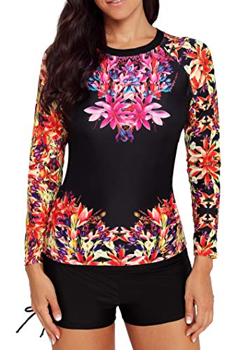 YATEEN Women's Long Sleeve Sun Protection Rash Guard Wetsuit Two Piece Swimsuit Set - Image 3