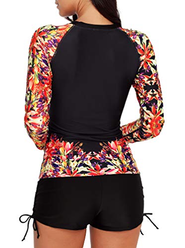 YATEEN Women's Long Sleeve Sun Protection Rash Guard Wetsuit Two Piece Swimsuit Set - Image 5