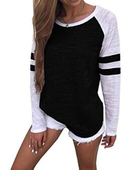 Yidarton Women's Color Block Long/Short Sleeve T Shirt Casual Round Neck Tunic Tops