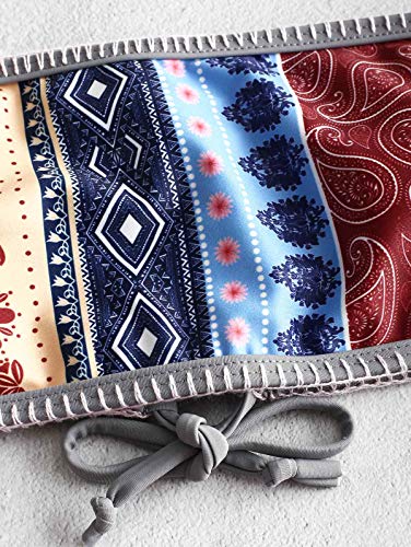 ZAFUL Women Strapless Bikini Set Lace Up Ribbed High Cut Bandeau 2 Piece Swimsuit - Image 6