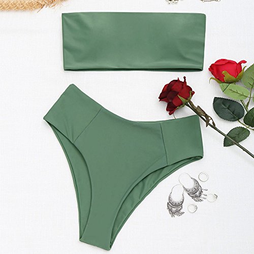 ZAFUL Women's Strapless Solid Color 2 Pieces Swimsuit Bandeau Bikini Bathing Suit - Image 4