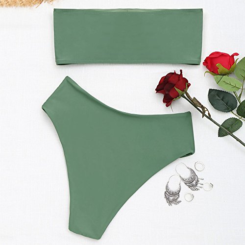 ZAFUL Women's Strapless Solid Color 2 Pieces Swimsuit Bandeau Bikini Bathing Suit - Image 5