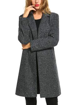 Zeagoo Women's Notch Lapel Coat Wool Blend Mid Long Peacoat