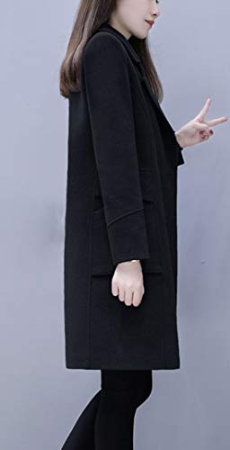 chouyatou Women's Basic Essential Double Breasted Mid-Long Wool Blend Pea Coat - Image 3