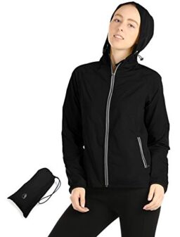 icyzone Athletic Running Track Zip Up Jackets for Women, Yoga Gym Long Sleeve Workout Shirts with Hood