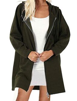 kenoce Women's Long Zip Up Hoodies Solid Color Casual Coat Tunic Sweatshirt Long Outwear Jacket with Pockets