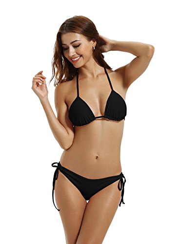zeraca Women's Tie Side Bottom Triangle Bikini Swimsuits - Image 3