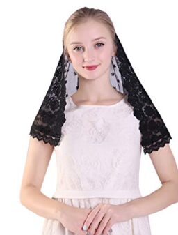 Chapel Veil Embroidered Lace Mantilla Veil Head Covering Veils for Church
