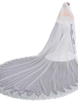 EllieHouse Women's 2 Tier Cathedral Lace Wedding Bridal Veil With Comb L01