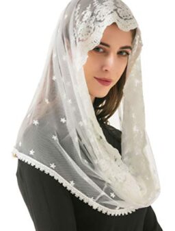 PAMOR Infinity Venise Lace Chapel Veil Latin Mass Mantilla Floral Church Veils Head Covering