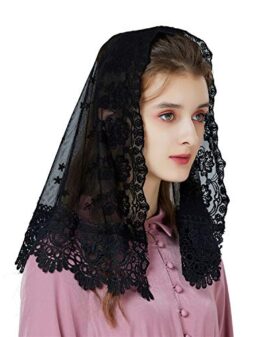 BEAUTELICATE Lace Veil For Church Catholic Cathedral Chapel Mantilla 1st Communion Head Covering Latin Mass Easter